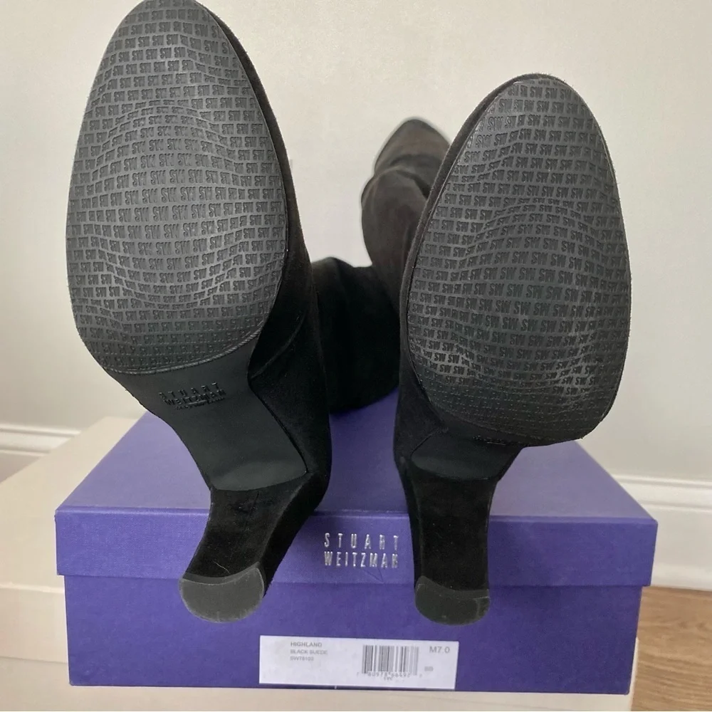 Stuart Weitzman NWT Over-The-Knee Black Suede Boots Size 7